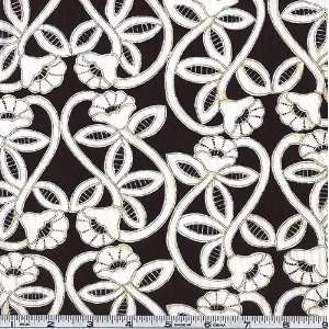  45 Wide Retro Romance Floral Vines Black Fabric By The 