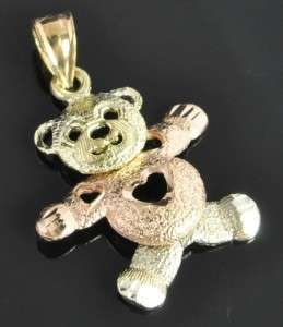 Beverly Hills Tri Color 14K Rose & Green Gold Movable Teddy Bear Charm 