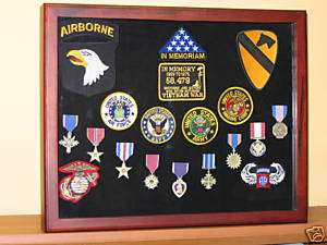 MILITARY MEDAL COLLECTABLE DISPLAY CASE CHERRY 17X21  