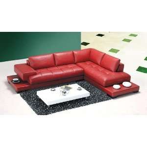 Modern Leather Sectional Set With Side Tables 