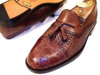 Mezlan Mens Chili CROCODILE ALLIGATOR Dress Shoes Tassel Woven Loafers 