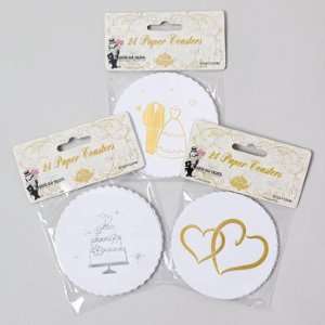  New   Wedding Coasters Paper 24Pk Case Pack 72 by DDI 