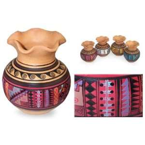  Ceramic vases, Moche Rainbow (set of 4)
