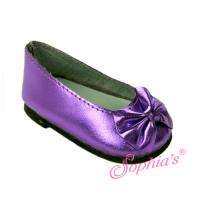 Purple Slip on Dress Shoes with bow fit American Girl & 18 Dolls 