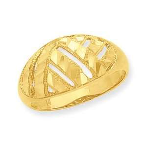  14K Diamond cut Striped Cut Out Dome Ring Jewelry