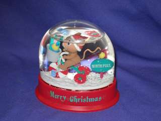 Vintage Merry Christmas Mouse Snowglobe by Lustre Fame 4x4¼ MIB 1993 