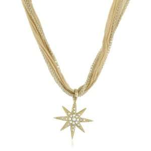  Mizuki 14k Gold and Diamond Starburst Charm on Beige Silk 