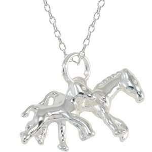  Sunstone Sterling Silver Horse and Foal Necklace Jewelry