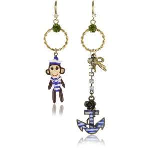   Johnson In the Navy Monkey and Anchor Mismatch Earring Jewelry