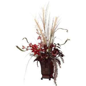  25hx19wx28l Miscanthus/Staghorn/Lily in Vase Burgundy 