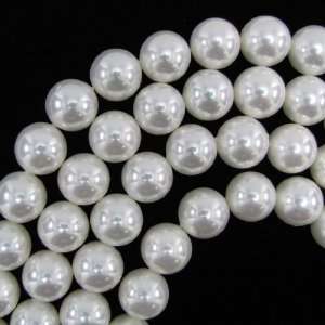  18mm white shell pearl round beads 16 strand