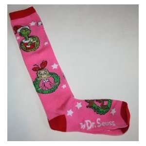 Dr. Seuss How the Grinch Stole Christmas Knee High Socks Shoe Size(4 