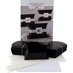 50 Ct Wilton Wedding Printable Black Favor Kit Pillow Box  