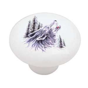 Howling Artic Wolf Decorative High Gloss Ceramic Drawer 