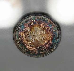 1865 Seated Liberty Dime very old NGC MS63 CAC PQ+ *Rainbow Toning 