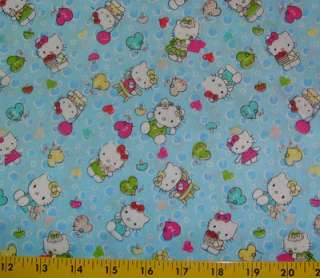 Hello Kitty fabric   Hearts   Bubbles blue/PINK   63 wide 6 yards 