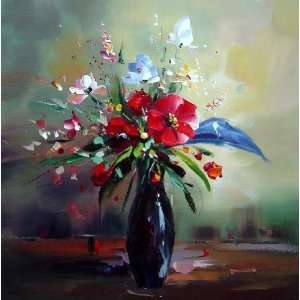  Gorgeous Knife Painted Colorful Flowers Oil Painting 24 x 