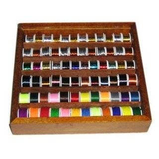 ASSORTED FLY TYING TINSEL,WIRE,THREAD 72 PC WOODEN CASE