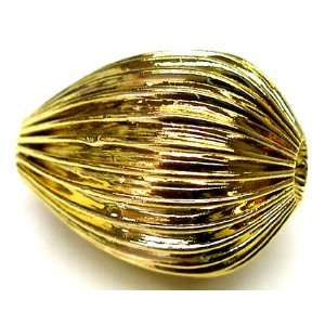  Gold Corrugated teardrop metal bead. (8 pieces) 050702 