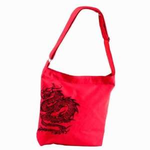  Canvas Messenger Bag   Dragon   Red 