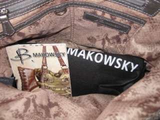 268 B. MAKOWSKY Pewter TOP ZIP Satchel Bag Handbag Purse  