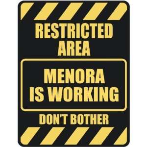   RESTRICTED AREA MENORA IS WORKING  PARKING SIGN