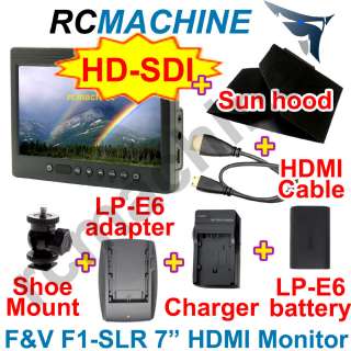   HDMI 7 Monitor with HD SDI Input Output+Canon LP E6 battery+charger