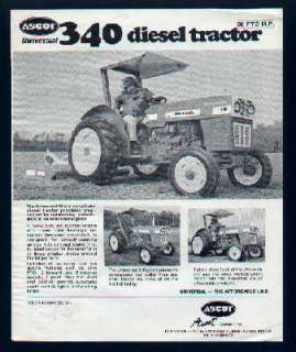 Ascot Universal 340 Diesel Tractor Specs Brochure  