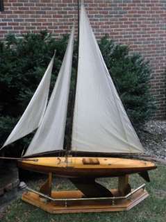   American Handcrafted Boat Model Marblehead On Brass Base C. 1920