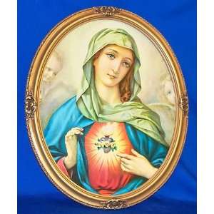 Immaculate Heart of Mary   Vintage oval shaped Picture Frame 22 x 18