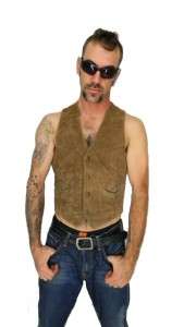   Western Oiled Suede Leather MOTORCYCLE Punk BIKER Vest Size M  