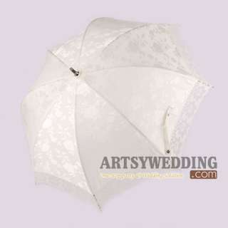 Elegant Beige Pure Cotton Lace Edge Outdoor Beach Wedding Parasol 