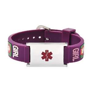   Rubber Girls Watch Band   Purple   Medical ID