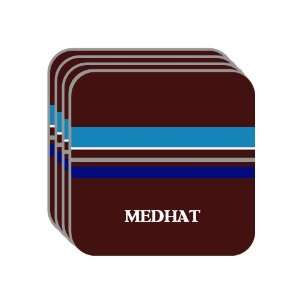 Personal Name Gift   MEDHAT Set of 4 Mini Mousepad Coasters (blue 