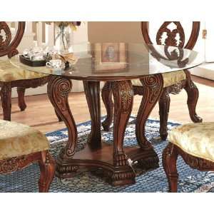  Glass Top Round Dining Table in Classic Cherry MCFD6007 