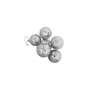   Gleaming Silver Mirrored Glass Disco Ball Christmas Or