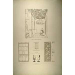  1860 Engraving Palazzo Mattei Paganica Ceiling Loge 