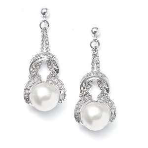  Intertwining CZ & Chain Earrings with Pearl Everything 