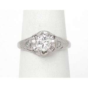  Intricate Platinum Diamond Solitaire & Accents Ring 