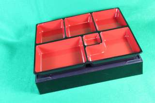   NEW Japanese 6 Compartment Lacquered Bento Lunch Box with Tray  