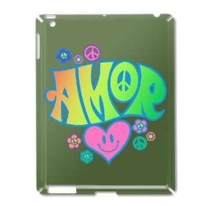  iPad 2 Case Green of Amor Peace Symbols and Flowers 
