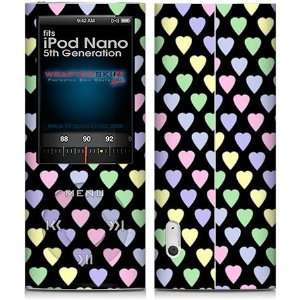 iPod Nano 5G Skin Pastel Hearts on Black Skin and Screen Protector Kit 