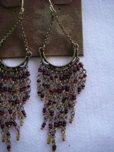 AUTHENTIC LUCKY BRAND CHANDELIER EARRINGS gold tone BEADS NWT BUY USA 