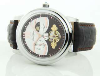 Lucien Piccard Mens Skeleton AUTOMATIC Leather Watch  