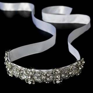 Swarovski Crystal Bridal Headband with Ribbon Jewelry 