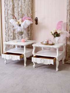 Shabby Cottage Chic Louis XV SINGLE Side Table Square Roses French 