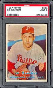 1957 Topps #314 Ed Bouchee PSA 9 Low Pop  