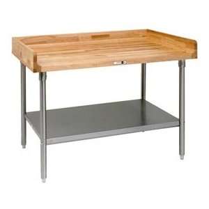  Maple Top Table With Galvanized Legs And Shelf 120x30 