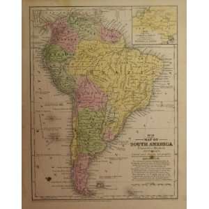 Antique Map of South America, 1854