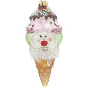 Personalized Ice Cream Cone   Santa Christmas Ornament  